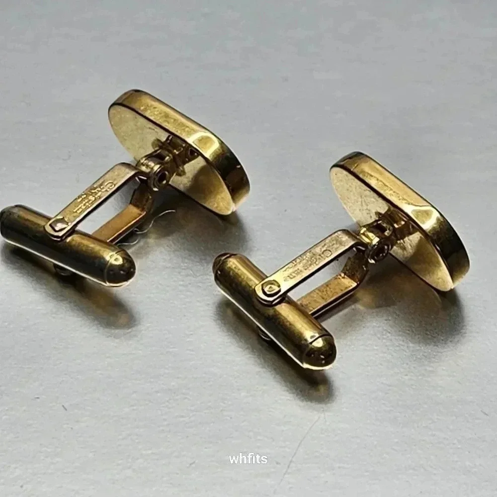 Christian Dior Gold and Silver Tone Cufflinks and Tie Bar set